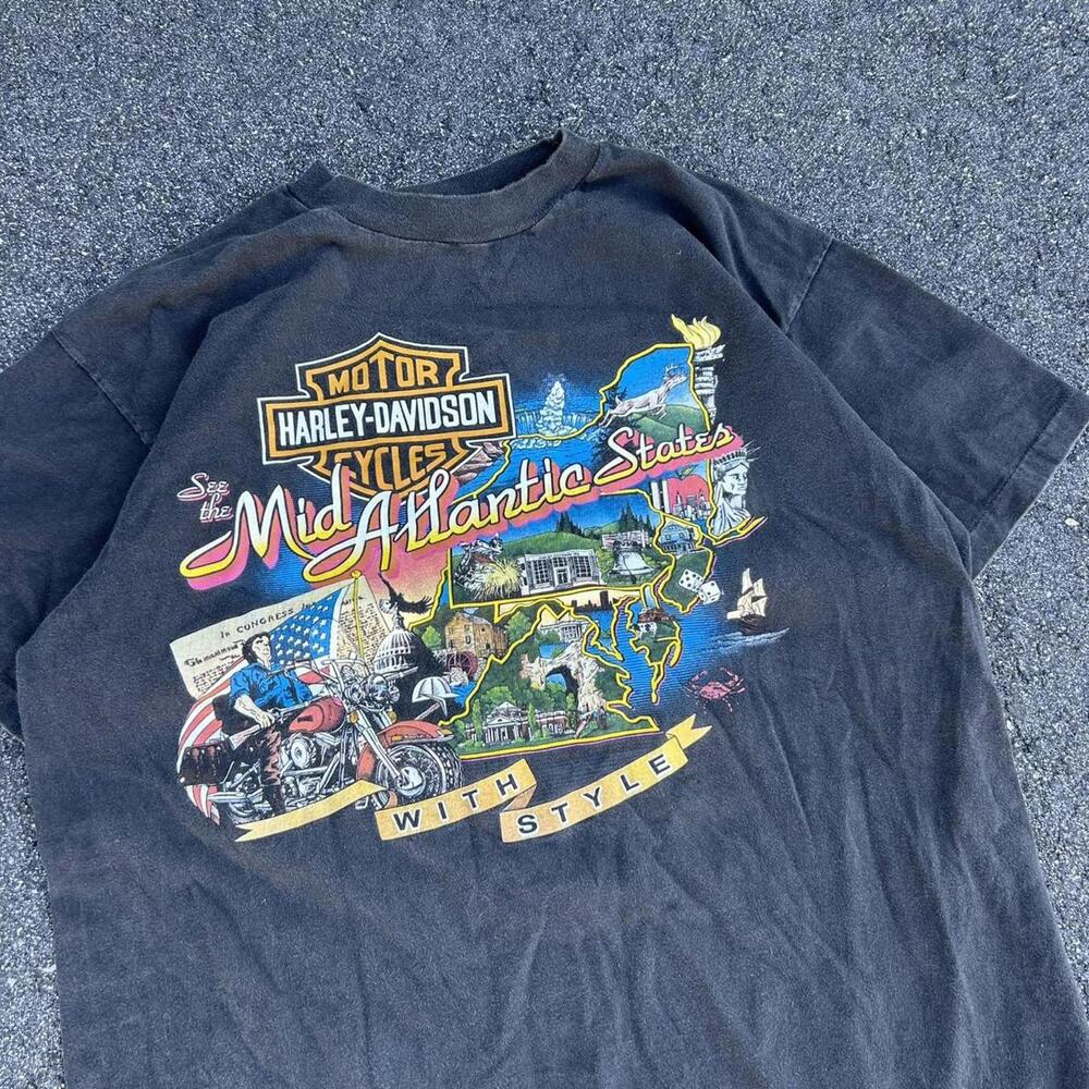 Vintage 1980s Harley Davidson Faded Graphic Black Single Stitch Made in USA Tee